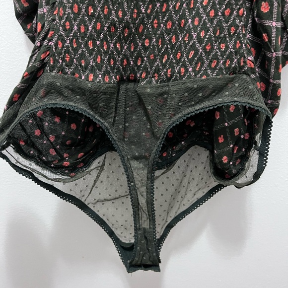 Free Peope Mischa Bodysuit NWT Large Intimately Floral Green Coral Thong Snaps - Picture 9 of 13